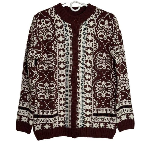 National Sweaters - National Gramdmacore Patterned Button-Up Cozy Cardigan Sweater Women Medium VTG